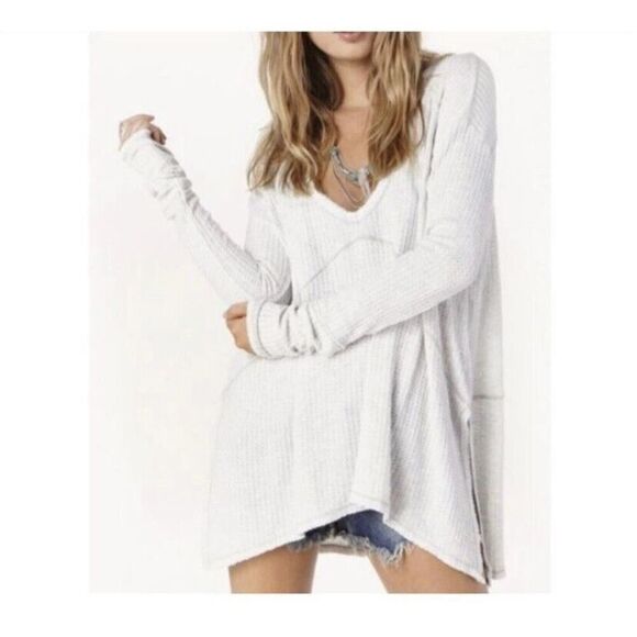 Free People Drippy Sunset Park Lightweight Thermal Knit Oversized Tunic Top XS - Picture 3 of 11